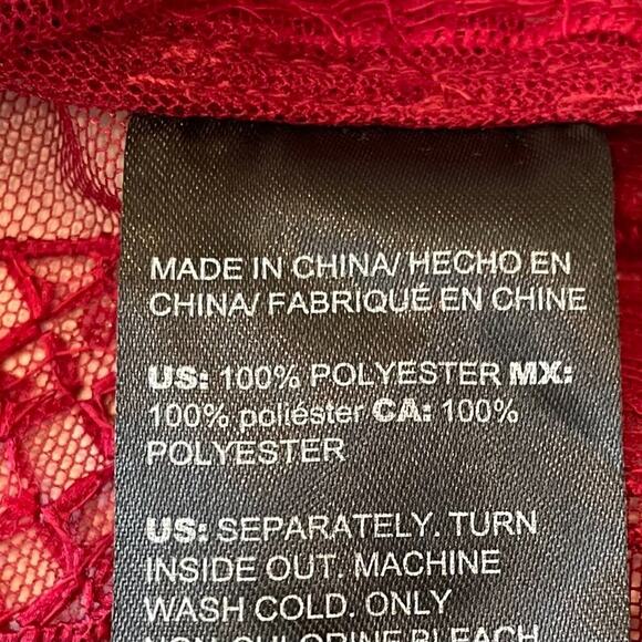 Chico's Travelers Red 3/4 Sleeve Embellished Sequined Sheer Evening Jacket, M - Picture 10 of 13